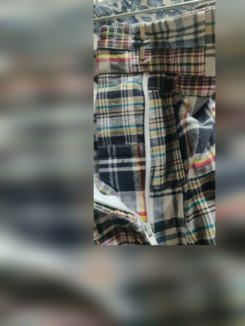Carole Little Navy, White & Multicolor Madras Patchwork Plaid Skirt EUC size 12 - Picture 5 of 10